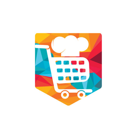 Illustration business shopping cart with chef hat sign logo design template.のイラスト素材