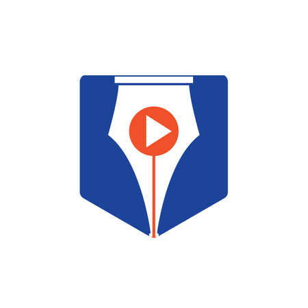 Media pen vector logo design. Pen and play button logo icon design.のイラスト素材