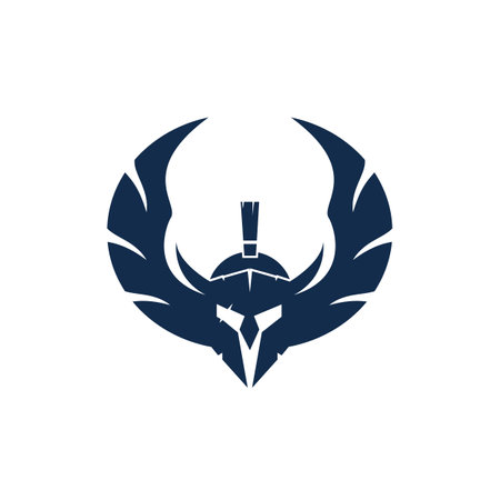 Spartan warrior with wings vector logo design. Warrior knight logo concept design.のイラスト素材