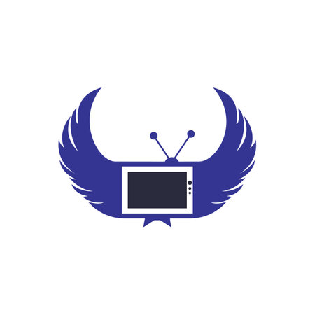 Television with wing logo icon vector design.のイラスト素材