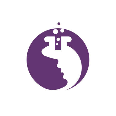 Beauty Lab vector logo design template. Illustration beauty women or girl with glass lab icon.のイラスト素材