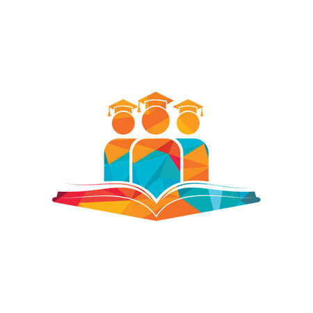 Education and learning vector logo design. Students and book icon design.のイラスト素材