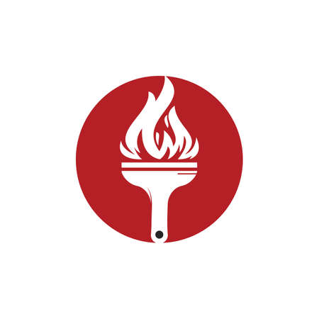 Fire brush vector logo design template. Home inspection and home protection vector logo design.のイラスト素材