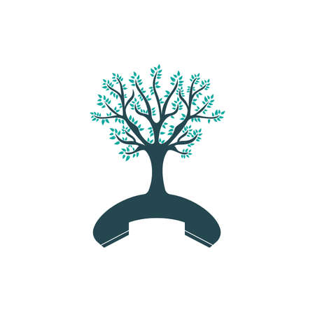 Nature call vector logo design. Handset tree icon design template.のイラスト素材