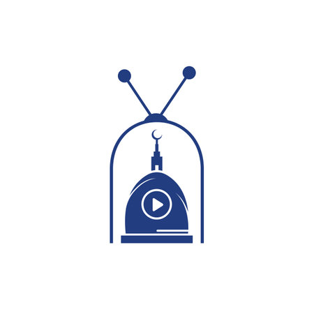 Muslim tv vector logo design template. Islamic media logo concept.のイラスト素材