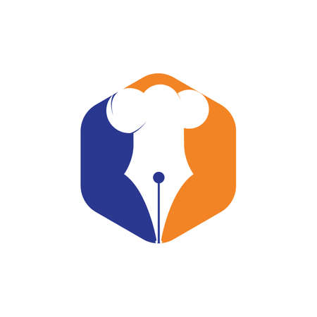 Food Writer vector logo design. Chef hat and pen icon logo design.のイラスト素材