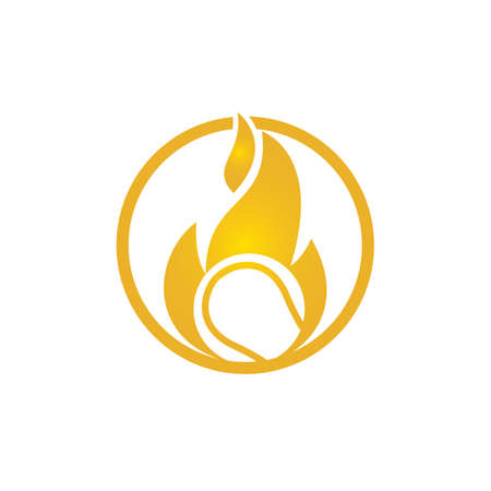 Tennis sports vector design. Fire and tennis ball icon design template.のイラスト素材