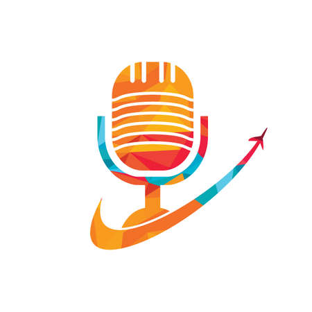 Traveling Podcast vector logo design template. Travel tourism vacation podcast logo concept.のイラスト素材