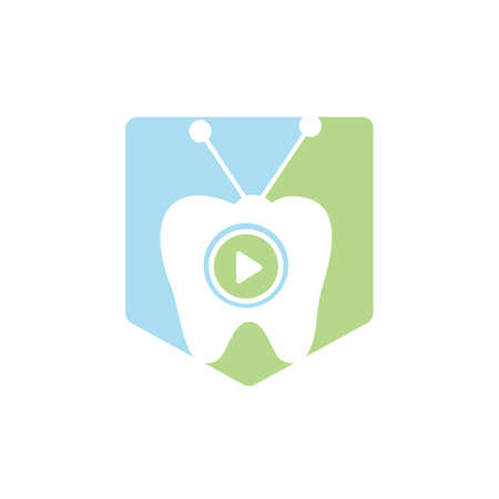 Dental tv vector logo design template. Tooth and television icon design.のイラスト素材