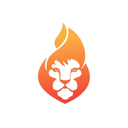 Lion fire vector logo design template. Creative lion fire or lion flame logo design concept.のイラスト素材