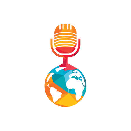 Global podcast design. Broadcast entertainment business template vector illustration.のイラスト素材