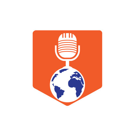 Global podcast  design. Broadcast entertainment business template vector illustration.のイラスト素材