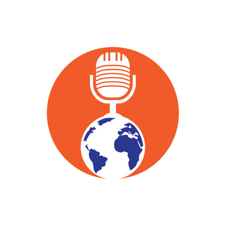 Global podcast design. Broadcast entertainment business template vector illustration.のイラスト素材