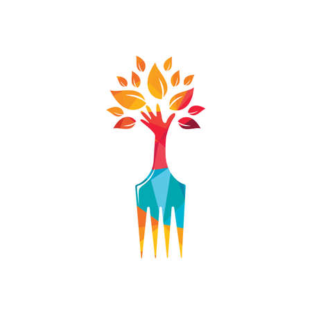 Fork hand tree vector design. Restaurant and farming concept.のイラスト素材