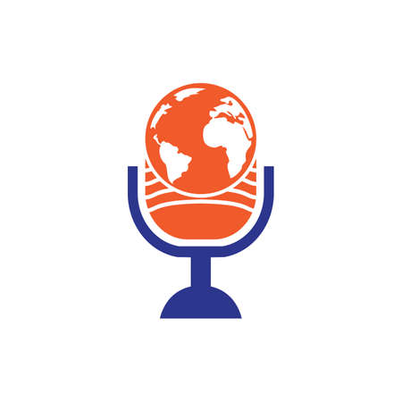 Global podcast logo design. Broadcast entertainment business logo template vector illustration.のイラスト素材