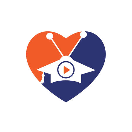Education video play vector logo design. Graduation cap and play button icon vector logo design.のイラスト素材