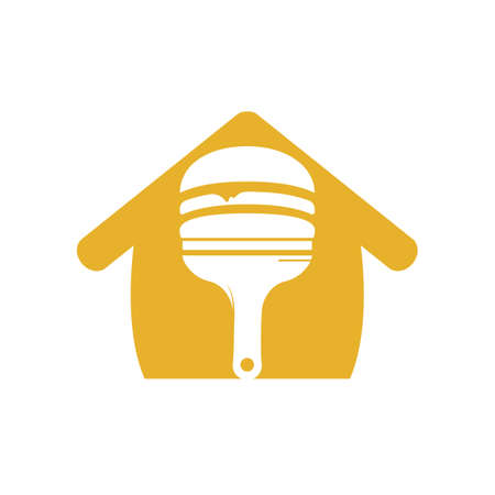 Artistic restaurant and cafe logo design. Burger with paint brush icon design.のイラスト素材