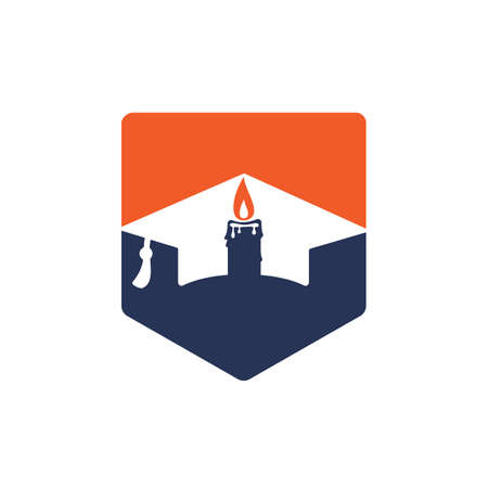 Educational and institutional logo design concept. Graduation cap with candle icon design.のイラスト素材
