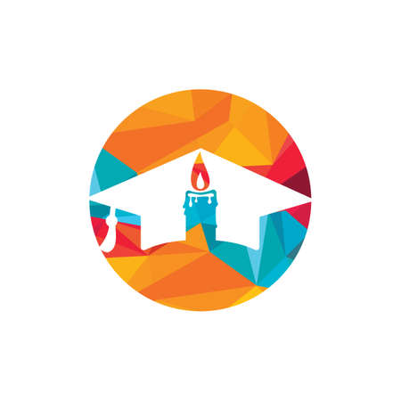Educational and institutional logo design concept. Graduation cap with candle icon design.のイラスト素材