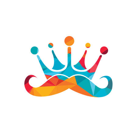Mustache king vector logo design. Elegant stylish mustache crown logo.のイラスト素材