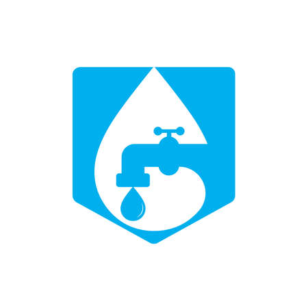 Plumbing vector logo design business template. Illustration of faucet plumbing logo design template.のイラスト素材