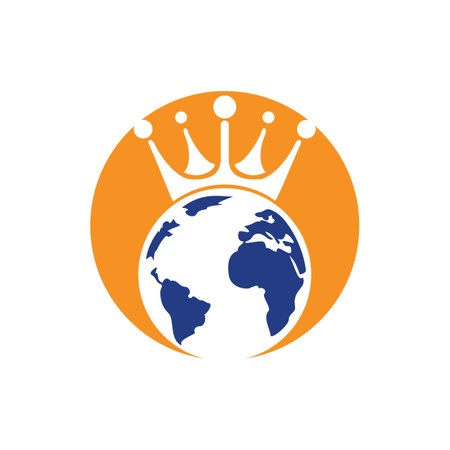King Planet Vector Logo Design. Globe King Logo Icon Design.のイラスト素材