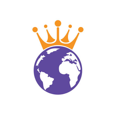 King Planet Vector Logo Design. Globe King Logo Icon Design.のイラスト素材