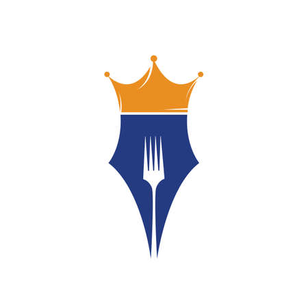 Food and restaurants logo design concept. Pen with crown and fork vector icon design.のイラスト素材
