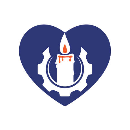 Candle gear vector logo design. Circular candle and gear logo vector design.のイラスト素材