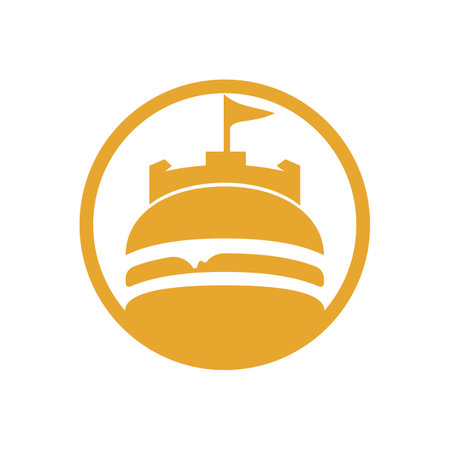 Burger castle vector logo design. Fort burgher logo design.のイラスト素材