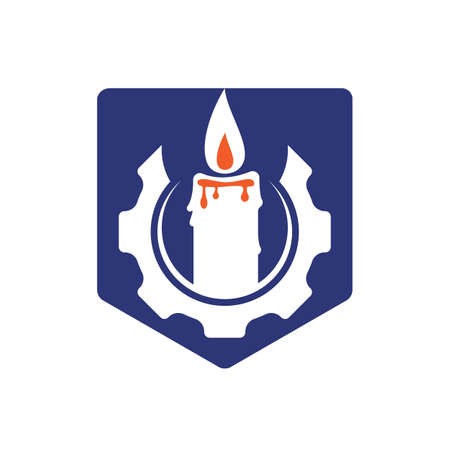Candle gear vector logo design. Circular candle land gear logo vector design.のイラスト素材