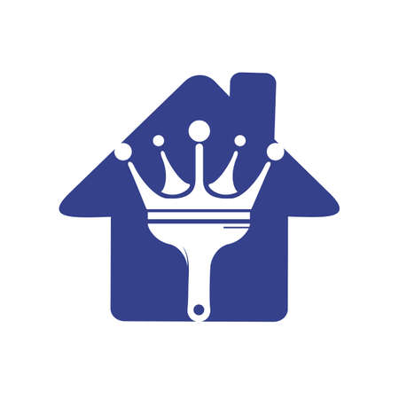 King paint vector logo design. Crown and paint brush icon.のイラスト素材
