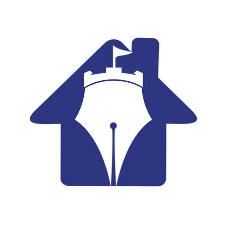 Castle pen education vector logo design. Castle writer logo design concept.のイラスト素材