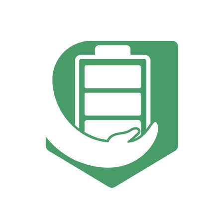 Save battery vector logo template illustration.のイラスト素材