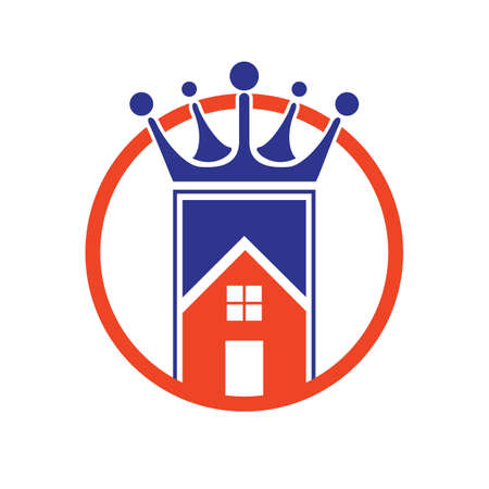 Home king vector logo design. Creative home and crown vector logo design concept.のイラスト素材
