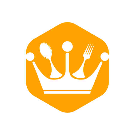 Food kingdom vector logo design. Royal food logo concept.のイラスト素材