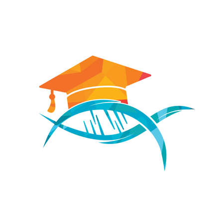 DNA graduation vector logo design. Science school vector logo concept.のイラスト素材