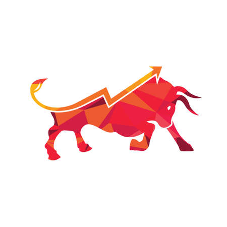 Financial bull logo design. Trade Bull Chart, finance logo. Economy finance chart bar business productivity logo icon.のイラスト素材