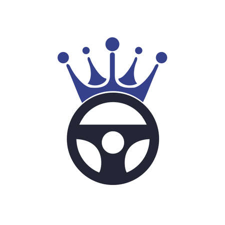 Drive king vector logo design. Steering and crown vector icon.のイラスト素材