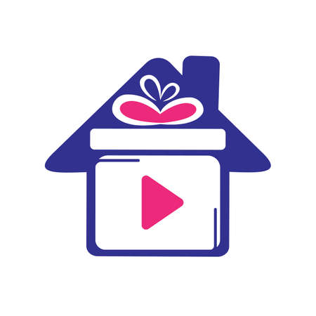 Gift video icon template design. Lovely cinema gift icon.のイラスト素材