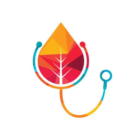 Health stethoscope vector design. Stethoscope with leaf icon vector design.のイラスト素材