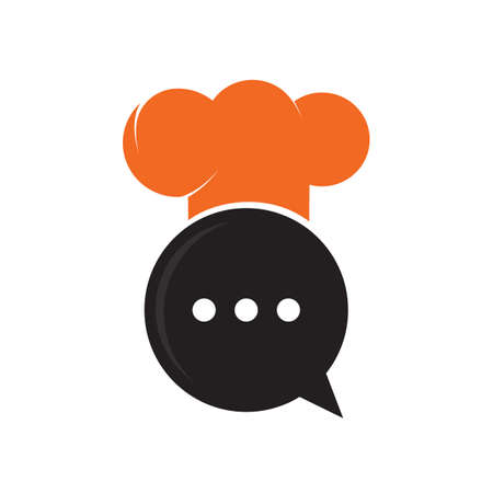 Chef talk design. Illustration of hat cooker and chat symbol.のイラスト素材