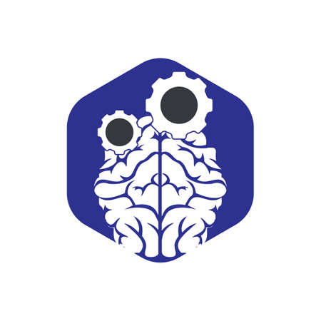 Brain and gear cog design. Education and mechanic symbol or icon. Unique science and industrial design template.のイラスト素材