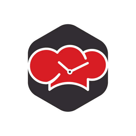 Cooking time vector logo design. Food time logo. Alarm clock and Cook management logo concept.のイラスト素材