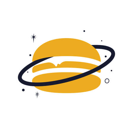 Burger planet vector logo design. Food cafÃ© and restaurant logo concept.のイラスト素材