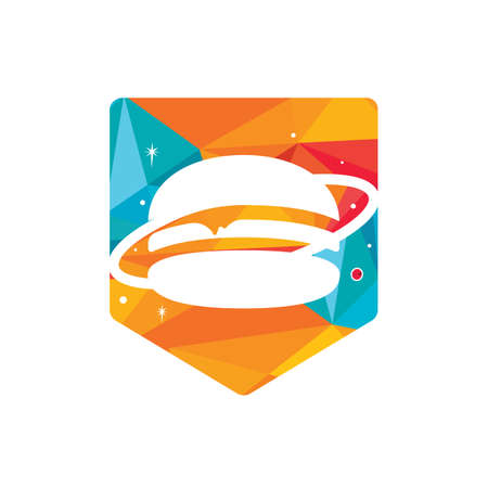 Burger planet vector logo design. Food cafÃ© and restaurant logo concept.のイラスト素材