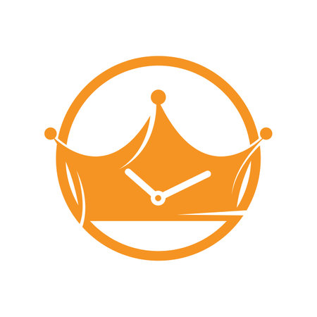 King time vector logo design template. Crown with clock icon vector logo design.のイラスト素材