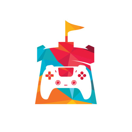 Game king vector logo design. Game console and fort icon vector design.のイラスト素材