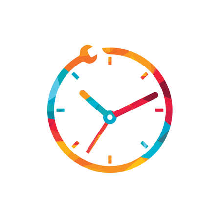 Service time vector logo design. Repair time logo design template.のイラスト素材