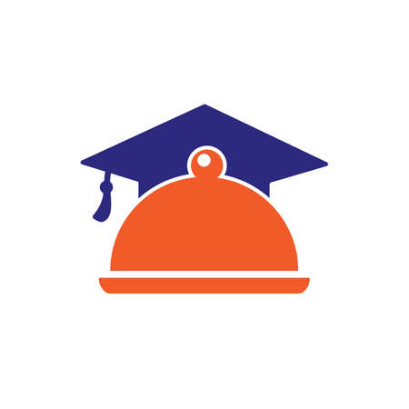 Educational food vector logo design concept. Food cooking education logo illustration icon design.のイラスト素材